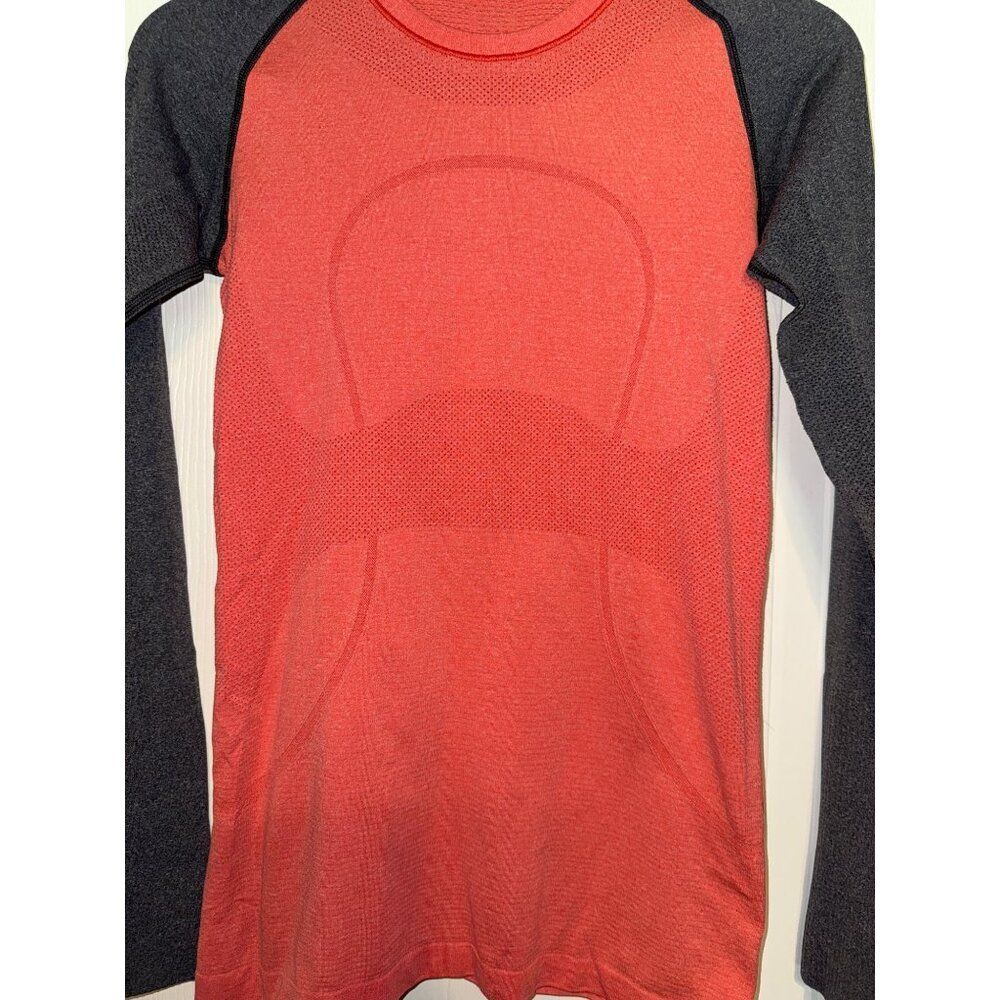 Lululemon Run Swiftly Tech Orange Gray Heather Long Sleeve Shirt Size 6 - Picture 9 of 12